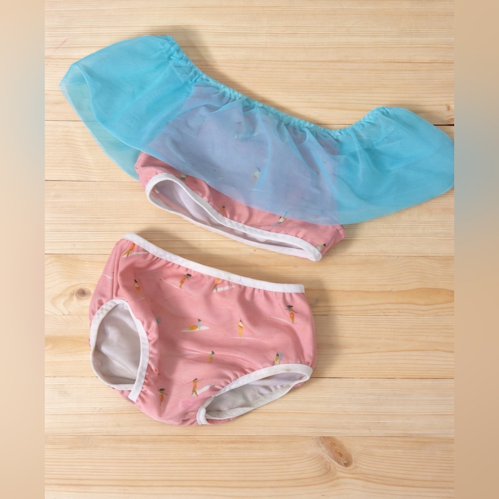 Fancy Schmancy Small Shop(Etsy) 2 Piece swim. Used Condition. Size 2/3